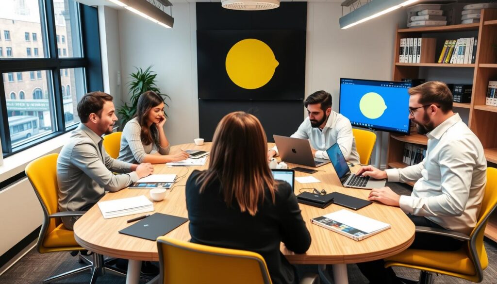 Pearl Lemon's London office with their SEO team collaborating