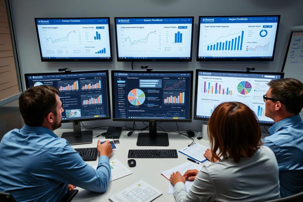 Research team evaluating Top 20 Digital Marketing Companies in the UK using multiple criteria and performance metrics