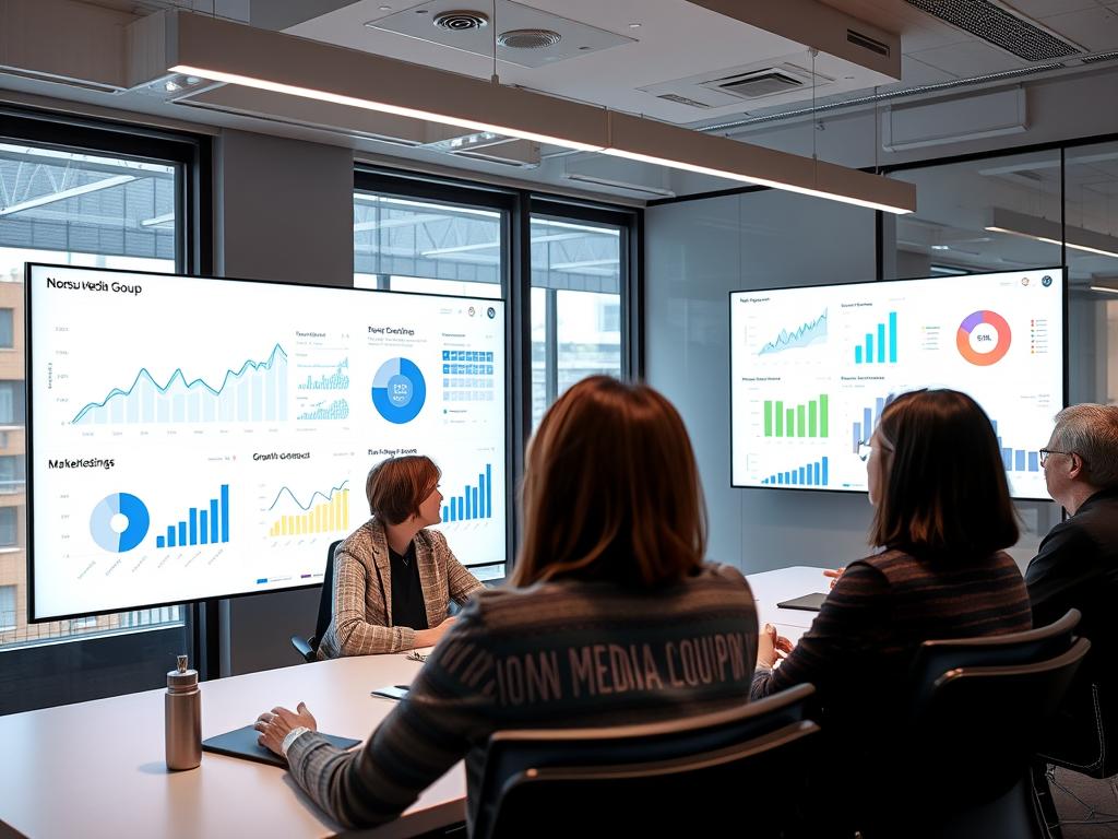 Norsu Media Group AI-Powered SEO Agency London team meeting with clients to discuss AI-driven growth strategies