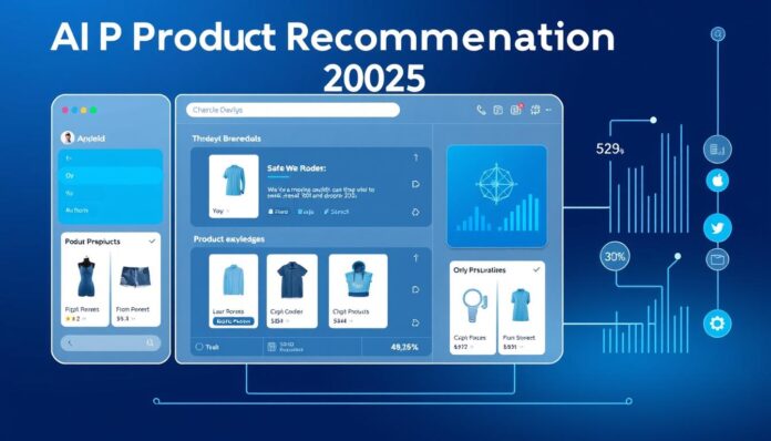 AI product recommendation system showing personalized product suggestions to e-commerce customers