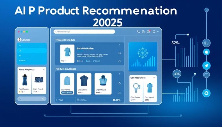 AI product recommendation system showing personalized product suggestions to e-commerce customers