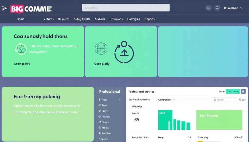 BigCommerce platform showing sustainability features and ethical supply chain management tools