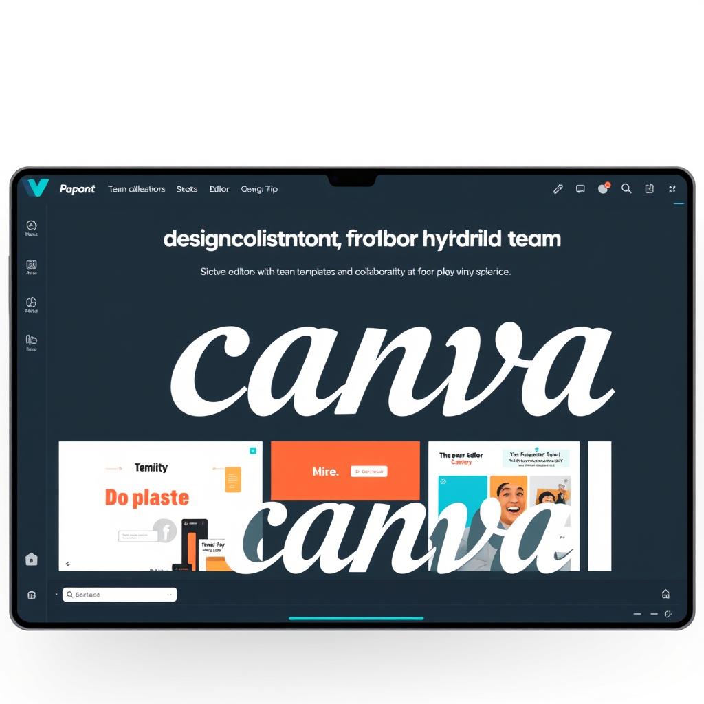 Canva for Teams logo and interface showing design collaboration for hybrid teams