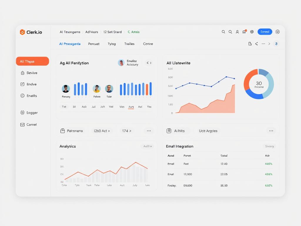 Clerk.io interface showing AI recommendation widgets and analytics