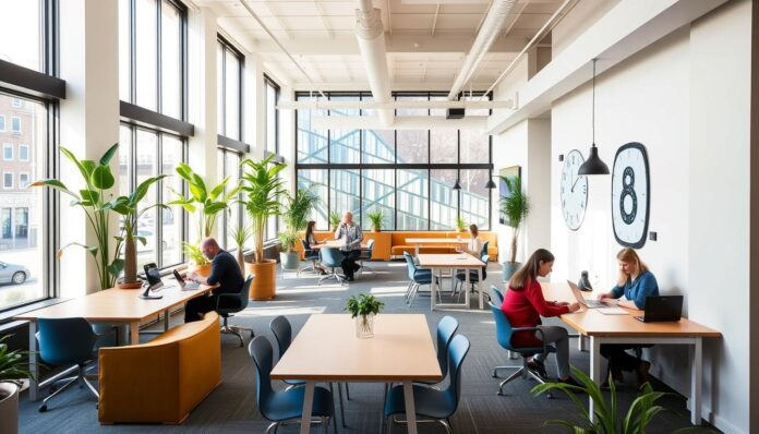 Clockwise Glasgow coworking space with modern interior and hot desks