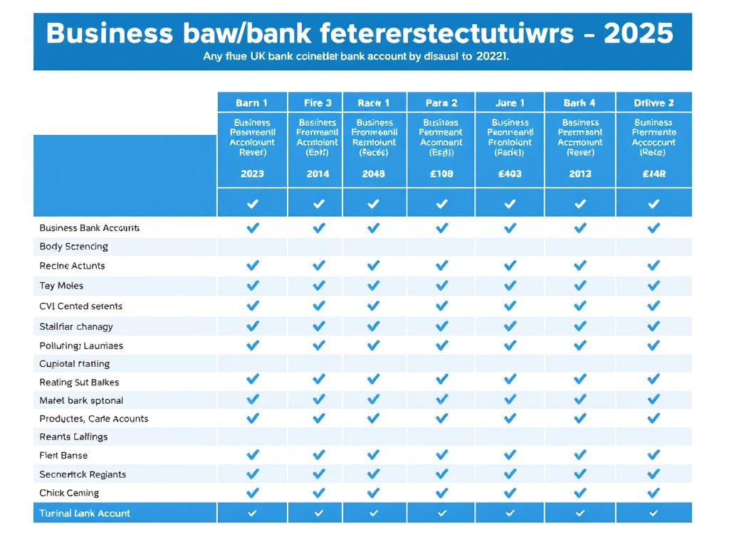 Comparison chart showing business bank accounts with lowest fees UK 2025 with rating metrics