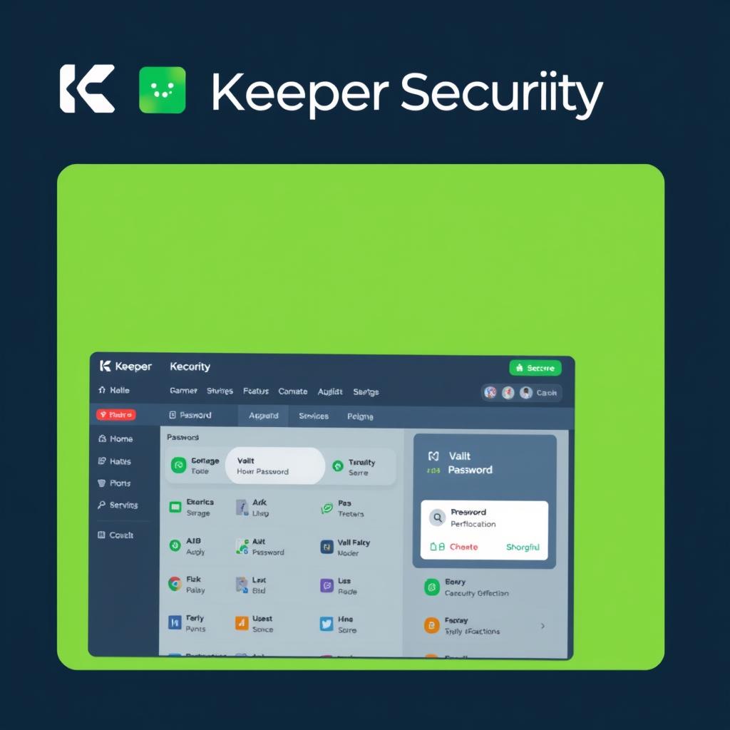 Keeper Security logo and interface showing password management for hybrid teams