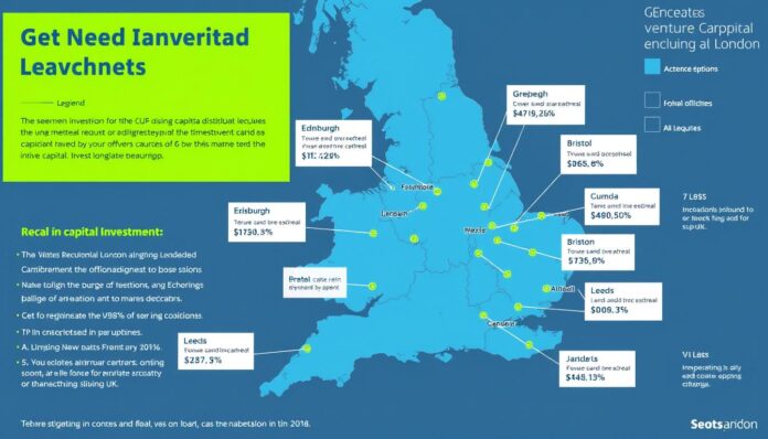 Map showing venture capital investment distribution across UK regions outside London in 2025