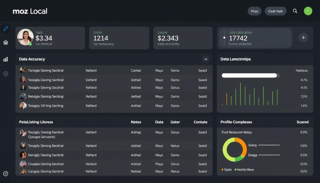 Moz Local dashboard showing UK restaurant listing management