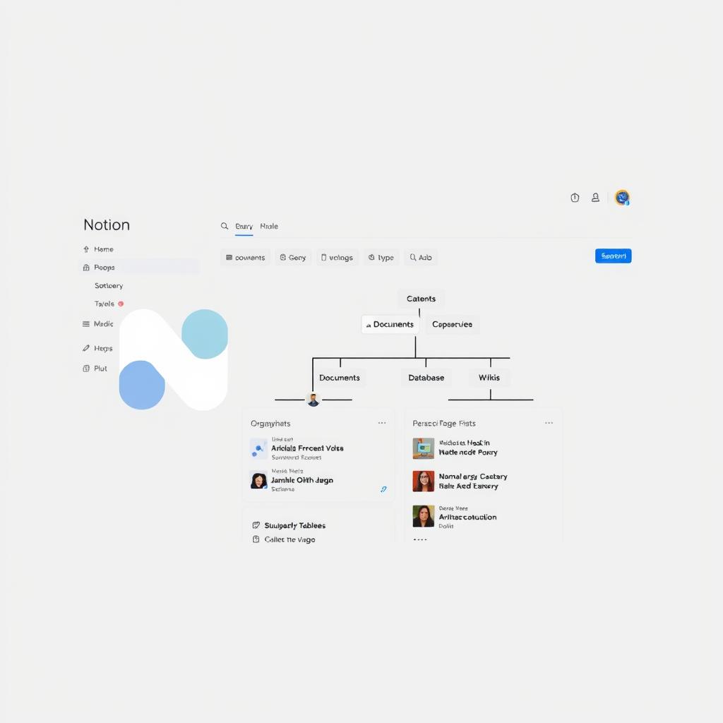 Notion logo and interface showing knowledge management for hybrid teams