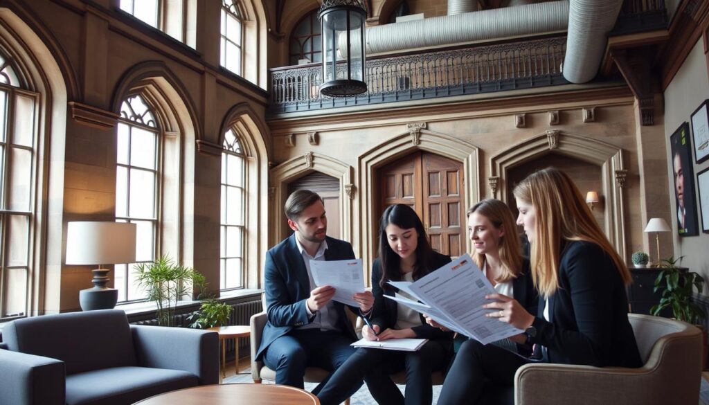 Par Equity's Edinburgh office with investment team reviewing startup pitches