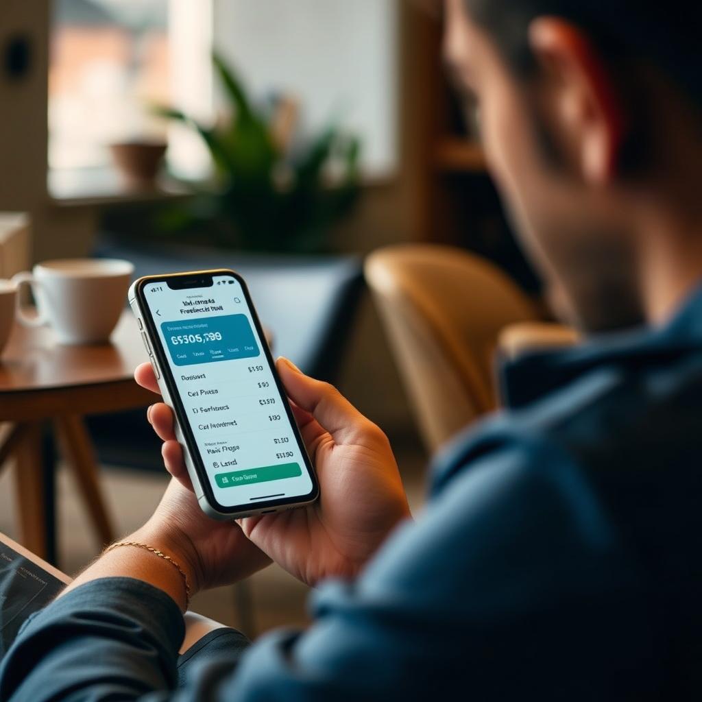 Sole trader using mobile banking app showing business bank accounts with lowest fees UK 2025