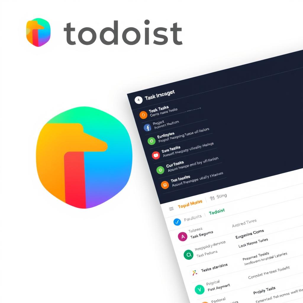 Todoist logo and interface showing task management for hybrid work
