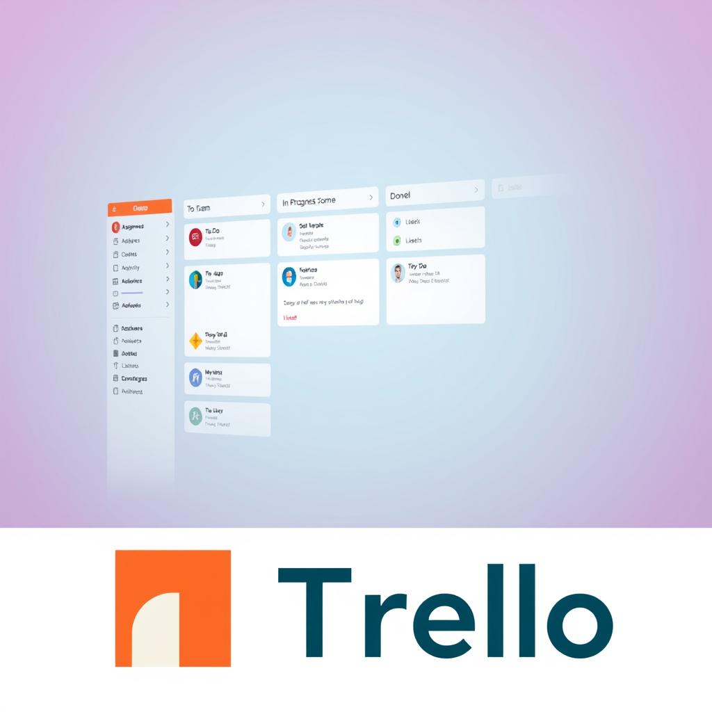 Trello logo and interface showing kanban boards for hybrid work management