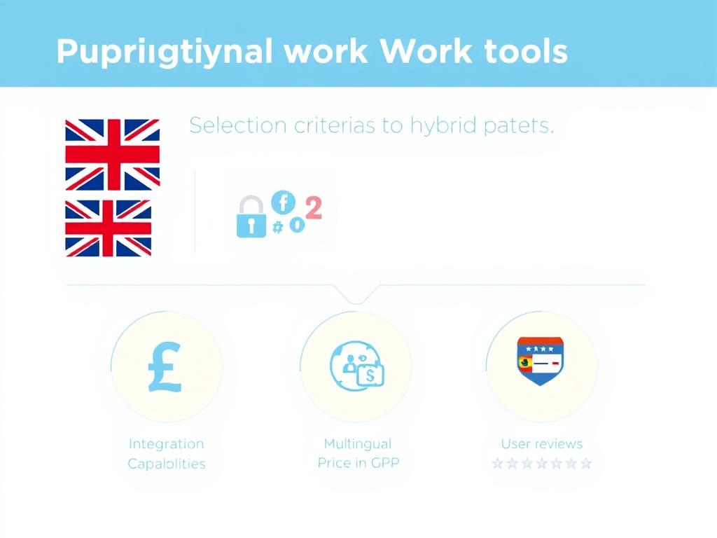 Visual representation of hybrid work tools selection criteria for UK businesses