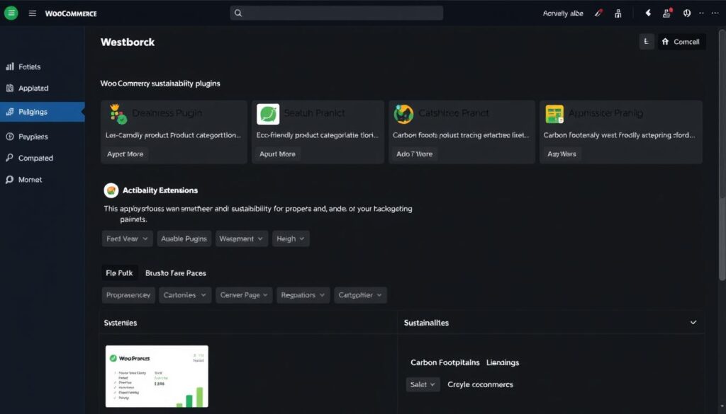 WooCommerce dashboard with sustainability plugins and eco-friendly hosting options for UK brands