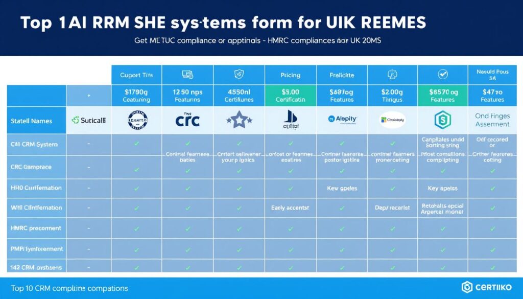 Comparison of AI CRM Systems for UK SMEs with HMRC compliance features highlighted